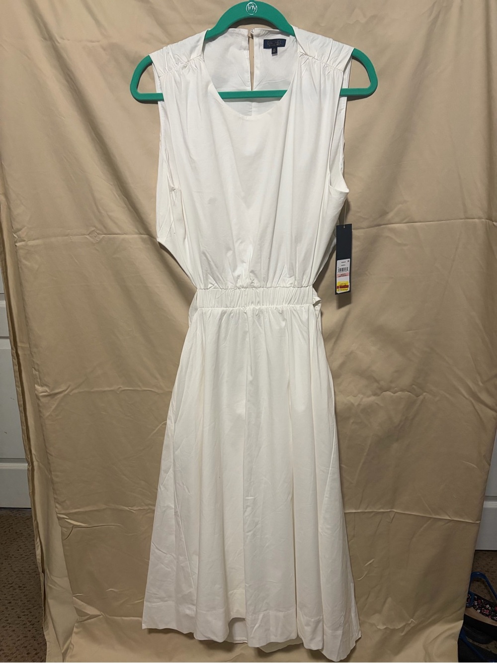 Rachael Ray Cream Sleeveless Elastic-Waist Maxi Dress